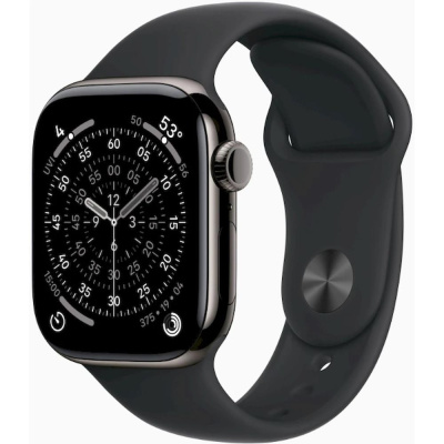 Apple Watch Series 11 GPS + Cellular 42mm Slate Titanium Case with Black Sport Band - M/L