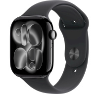 Apple Watch Series 11 GPS + Cellular 46mm Jet Black Aluminium Case with Black Sport Band - M/L
