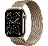 Apple Watch Series 11 GPS + Cellular 46mm Gold Titanium Case with Gold Milanese Loop - S/M