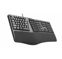 C-TECH Klávesnice KB-113E USB, ERGO,  černá, CZ/SK