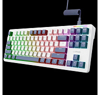 TRUST Herní klávesnice GXT 872, Mechanická, USB, bílá