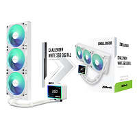 ASROCK Vodní chladič Challenger White 360 Digital, 3x120mm, ARGB, LGA1851, AM5, bílá