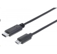 MANHATTAN kabel USB 2.0 C, C Male / Micro-B Male, 1m, černý