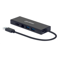 MANHATTAN adaptér USB-A to HDMI/VGA multi-dock, černá, Retail Box