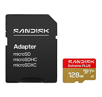 SanDisk MicroSDHC karta 128GB Extreme PLUS (R250/W120MB/s, UHS-I V30, Rescue Pro Deluxe) + adaptér