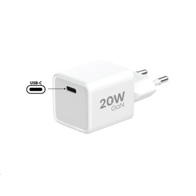 WG - Síťová nabíječka GaN 1x USB-C, PD 20W, 5V-9V-12V, bílá