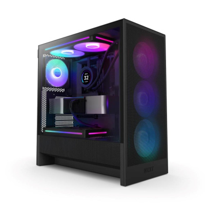 NZXT skříň H5 Flow RGB edition / 1x360 mm RGB core fan / 1x120mm / USB 3.0 / USB-C 3.1 / průhledná bočnice / mesh /černá