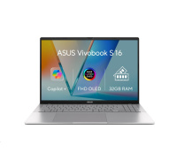 ASUS NTB Vivobook S16 (M3607GA-OLED022W), Ryzen AI 7 445, 16" 1920 x 1200, 16GB, 1TB SSD, Radeon, W11 Home, Silver