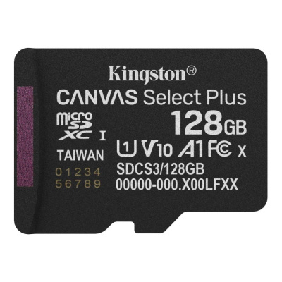 Kingston MicroSDXC karta 128GB Canvas Select Plus, U1, V10, A1