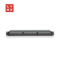 LYNX 19" patch panel  24-port, FTP Cat5e, 50µ, stíněný, černý