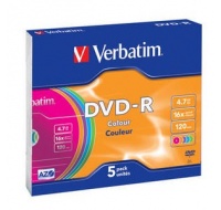 VERBATIM DVD-R(5-Pack)Slim/Colour/16x/4.7GB