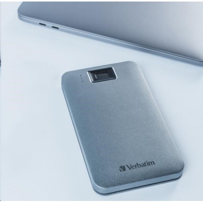 VERBATIM externí HDD 2TB, Executive Fingerprint Secure, USB 3.2 Gen 1 / USB-C, šedá