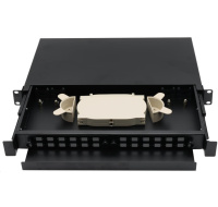 Rozvaděč, 19", optický, 1U, 24× SC simlex nebo 24× LC duplex, výsuvný, černý