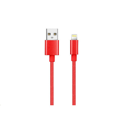 WG - Datový kabel Lightning MFI na USB-A, 1 metr, červená