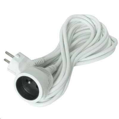 Solight prodlužovací přívod - spojka, 1 zásuvka, 5m, 3 x 1mm2, bílá