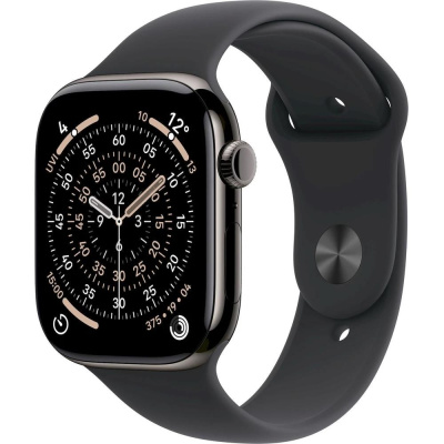 Apple Watch Series 11 GPS + Cellular 46mm Slate Titanium Case with Black Sport Band - S/M