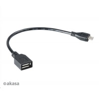 AKASA kabel redukce USB OTG Micro USB male na USB Type-A female, 15cm