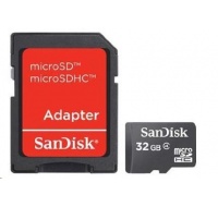 SanDisk MicroSDHC karta 32GB (Class 4) + adaptér