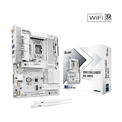ASRock MB Sc LGA1851 B860 Challenger WiFi WHITE, Intel B860, 4xDDR5, 1xHDMI, WiFi, ATX