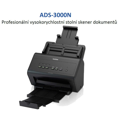 BROTHER skener ADS-3000N (až 50 str/min, 600 x 600 dpi, aut. duplex,256MB, USB 3.0) LAN