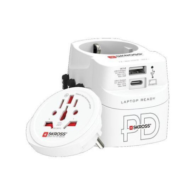 SKROSS cestovní adaptér PRO Light USB AC45PD - World, UK+USA+AUS/CN, univerzální, uzemněný, USB A+C 45W