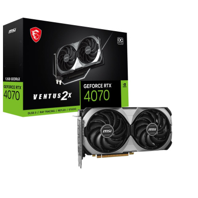 BAZAR - MSI VGA NVIDIA GeForce RTX 4070 VENTUS 2X E 12G OC, RTX 4070, 12GB GDDR6X, 3xDP, 1xHDMI - Po opravě (Bez příšluš