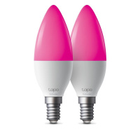 TP-Link Tapo L430C(2-pack) chytrá WiFi stmívatelná LED žárovka (barevná,2500K-6500K,470lm,2,4GHz,E14)