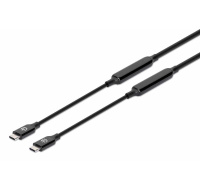 MANHATTAN Kabel USB-C Male to Male, USB 3.2 Gen 2 Type-C Active Device Cable, 5m, pozlacené koncovky, černá