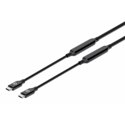 MANHATTAN Kabel USB-C Male to Male, USB 3.2 Gen 2 Type-C Active Device Cable, 5m, pozlacené koncovky, černá