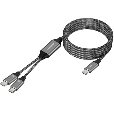 PREMIUMCORD Nabíjecí kabel USB-C, 2xUSB-C na USB-C, 100W, 1m, černá