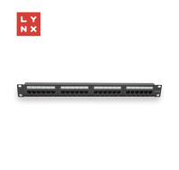 LYNX 19" patch panel 24-port, UTP Cat5e, 50µ, nestíněný, černý