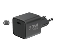 WG - Síťová nabíječka GaN 1x USB-C, PD 20W, 5V-9V-12V, černá