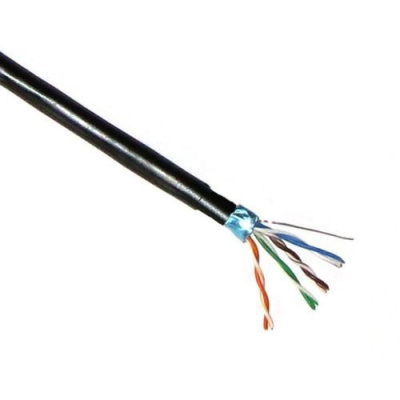 FTP kabel PlanetElite, Cat5E, drát, dvojitý venkovní PE+PE, Dca, černý, 305m, cívka