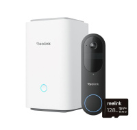 REOLINK bezpečnostní video zvonek D340B + Hub 1 + 128GB microSD