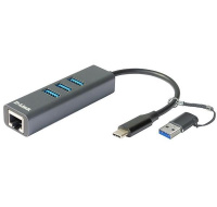 D-Link DUB-2332 USB-C/USB to Gigabit Ethernet Adapter with 3x USB3.0 Hub