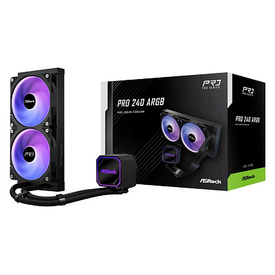 ASROCK Vodní chladič Pro 240 ARGB, 2x120mm, LGA1851, AM5, černá