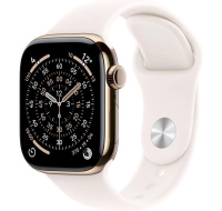 Apple Watch Series 11 GPS + Cellular 42mm Gold Titanium Case with Light Blush Sport Band - S/M