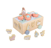 Multifunkční dřevěná pojízdná farma se zvířátky 3v1