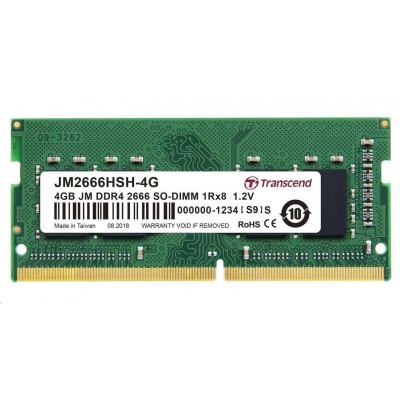 TRANSCEND SODIMM DDR4 4GB 2666MHz 1Rx8 512Mx8 CL19 1.2V