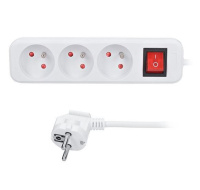 Solight prodlužovací přívod, 3 zásuvky, bílý, vypínač, 3m