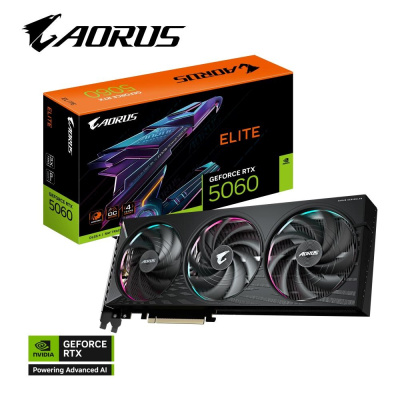 GIGABYTE VGA NVIDIA GeForce RTX 5060 AORUS ELITE 8G, 8G GDDR7, 3xDP, 1xHDMI