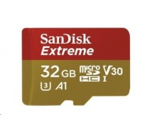 SanDisk MicroSDHC karta 32GB Extreme (100MB/s, Class 10, UHS-I U3 V30) + adaptér