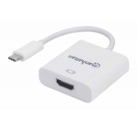 Manhattan adaptér USB-C na HDMI, USB-C Male na HDMI Female, bílá