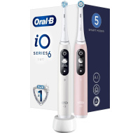 Oral-B iO Series 6 Duo White & Pink Sand set elektrických zubních kartáčků, 5 režimů, AI, časovač