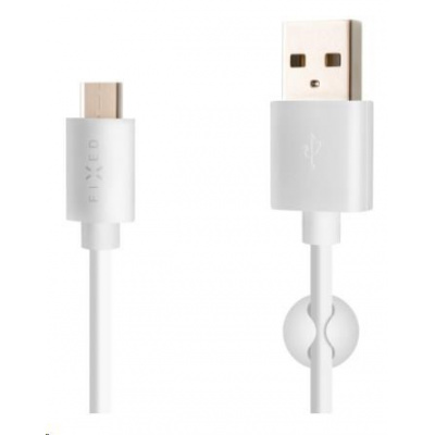 FIXED datový a nabíjecí kabel, USB-A -> USB-C, 20 W, délka 1 m, bílá