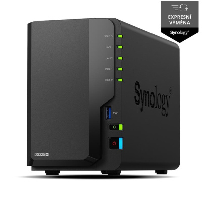 Synology DS225+ DiskStation (4C/CeleronJ4125/2,0-2,7GHz/2GBRAM/2xSATA/2xUSB3.2Gen1/1x2,5GbE/1xGbE)