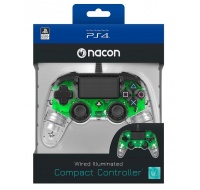 Nacon Wired Compact Controller - ovladač pro PlayStation 4 - průhledný zelený