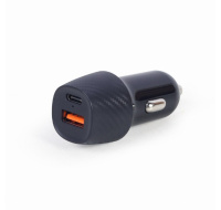 GEMBIRD Nabíječka do auta, 1x USB, 1xUSB-C, rychlo-nabíječka, QC3.0, 18 W, černá