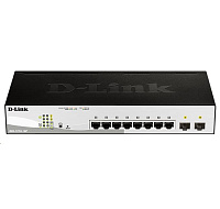 BAZAR - D-Link DGS-1210-10P 10-port Gigabit Smart+ PoE Switch, 8x GbE PoE+, 2x SFP, PoE 65W, fanless - Poškozený obal