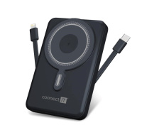 CONNECT IT Powerbanka TravelCharge, MagSafe, 10000mAh, USB-C, Lightning, Šedá